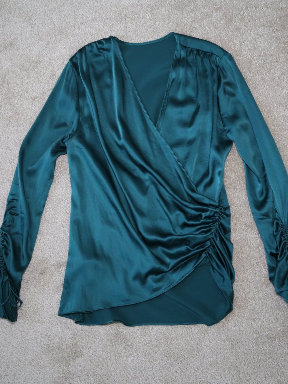 JONATHAN SIMKHAI SILK BLOUSE TEAL/BLUE/GREEN